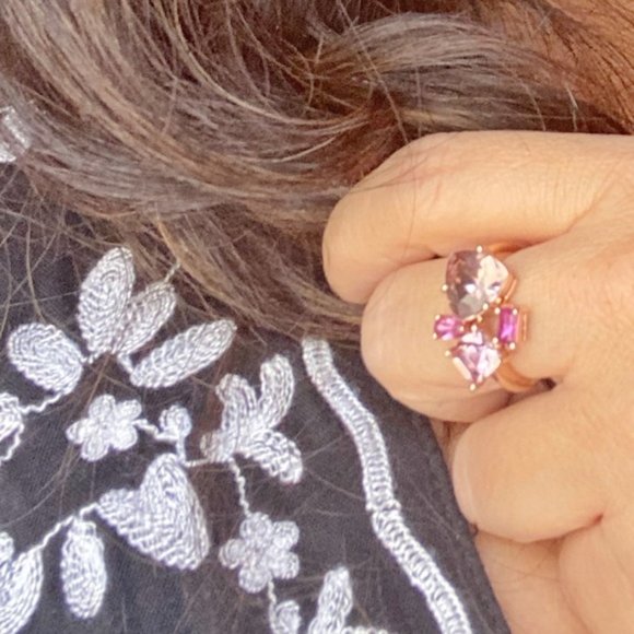 Alquimia Jewelry - ROSE GOLD JEWELED PINK  CZ STATEMENT RING